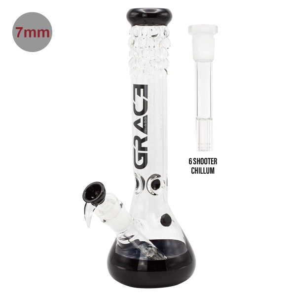 Grace Glass Bong Pearl Black- 6 Shooter Downstem - Afbeelding 3